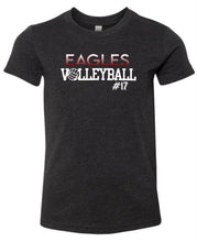 Load image into Gallery viewer, BELLA + CANVAS - YOUTH tee with Eagles Volleyball design and customizable player number.