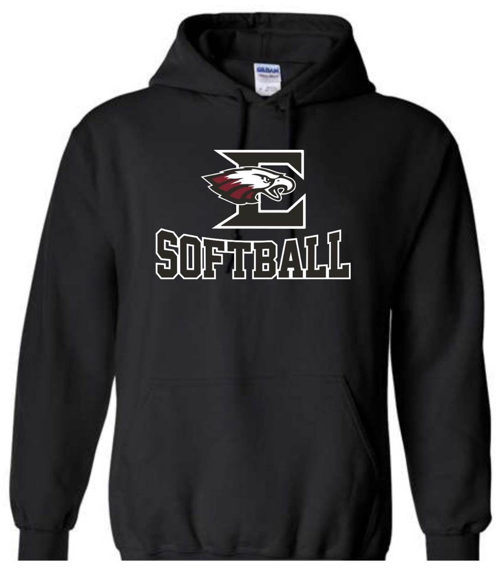 Hoodie with Eagleville Softball logo Mommygram by Jess