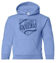 Load image into Gallery viewer, Gildan youth hoodies with Lady Raiders logo