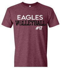 Load image into Gallery viewer, Gildan ADULT tee with Eagles Volleyball design with customizable player number
