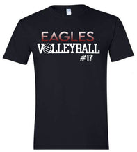 Load image into Gallery viewer, Gildan ADULT tee with Eagles Volleyball design with customizable player number
