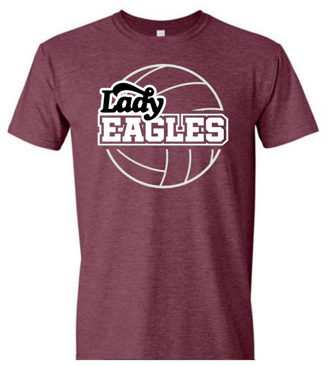 Gildan ADULT tee with Lady Eagles Volleyball design