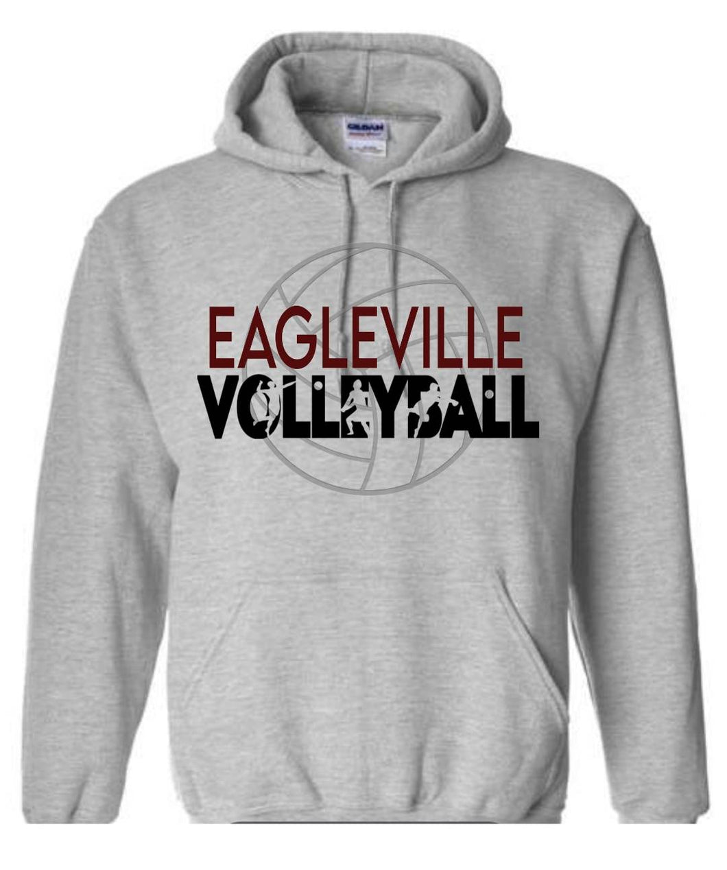 Gildan ADULT hoodie with Eagleville Volleyball design