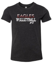 Load image into Gallery viewer, BELLA + CANVAS - YOUTH tee with Eagles Volleyball design and customizable player number.
