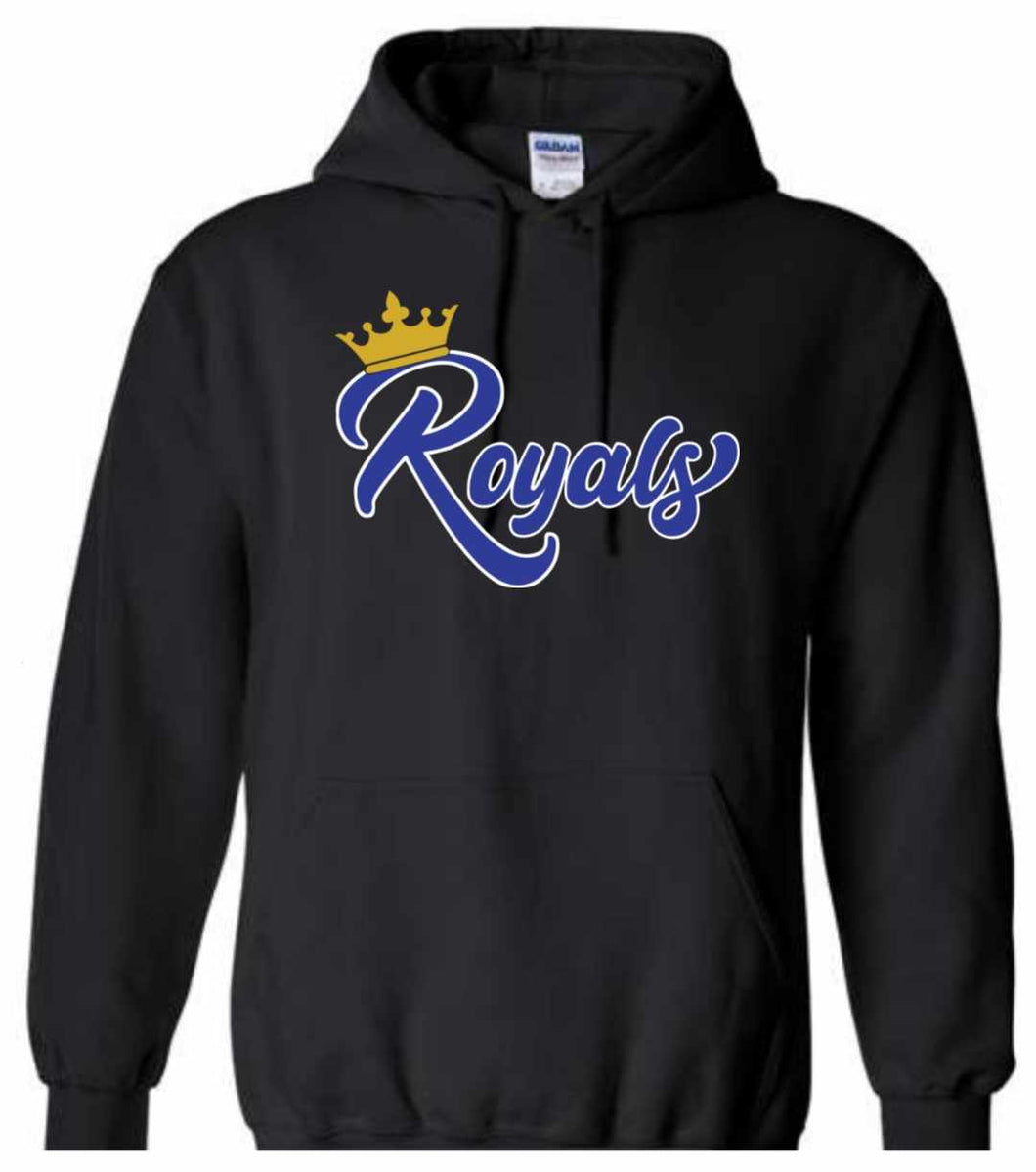 Gildan brand ADULT hoodie with Royals Baseball logo