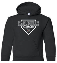 Load image into Gallery viewer, Youth Hoodie with Eagleville Softball Diamond logo
