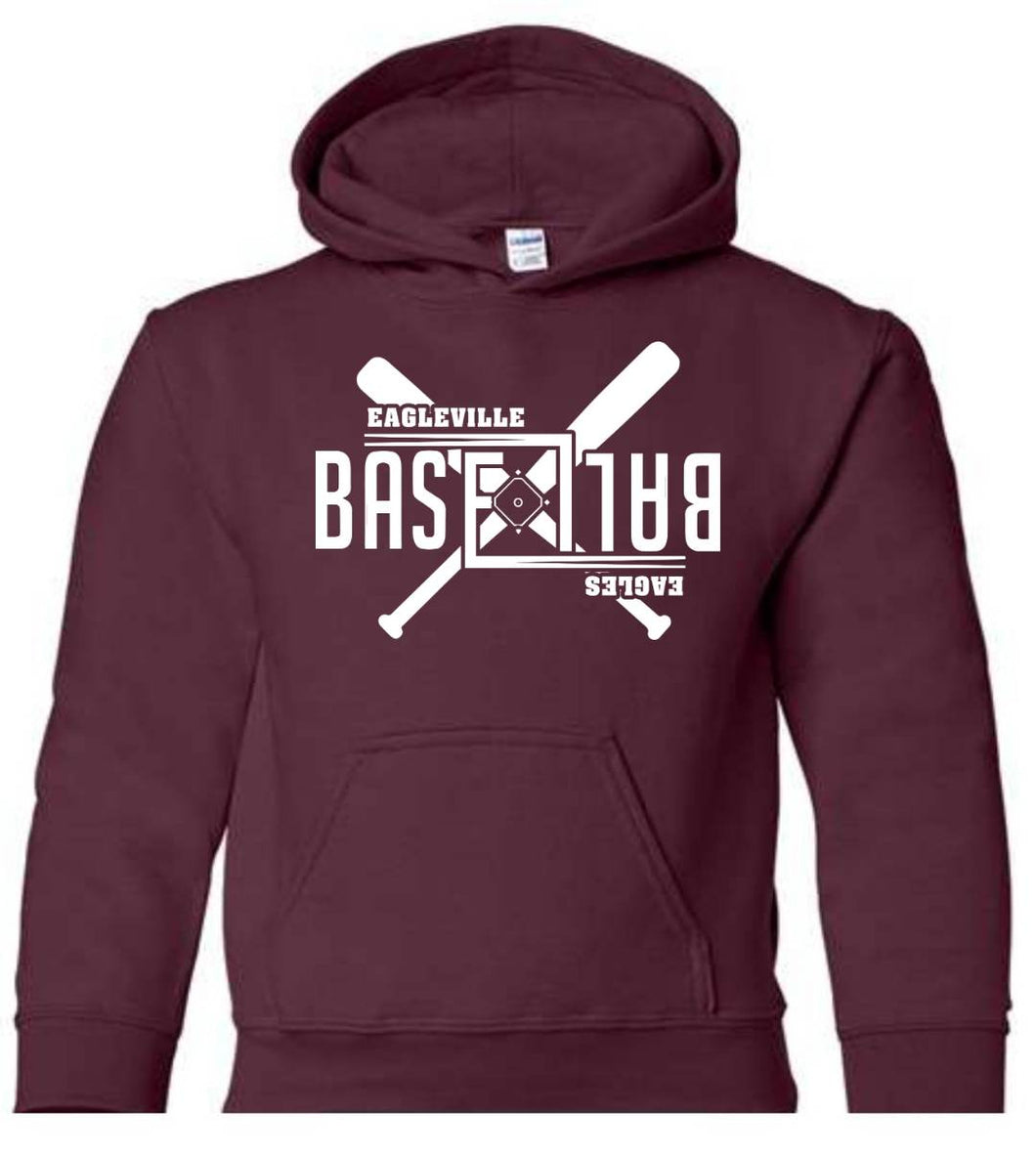 Gildan - Youth Hoodie with Eagleville Eagles Baseball logo