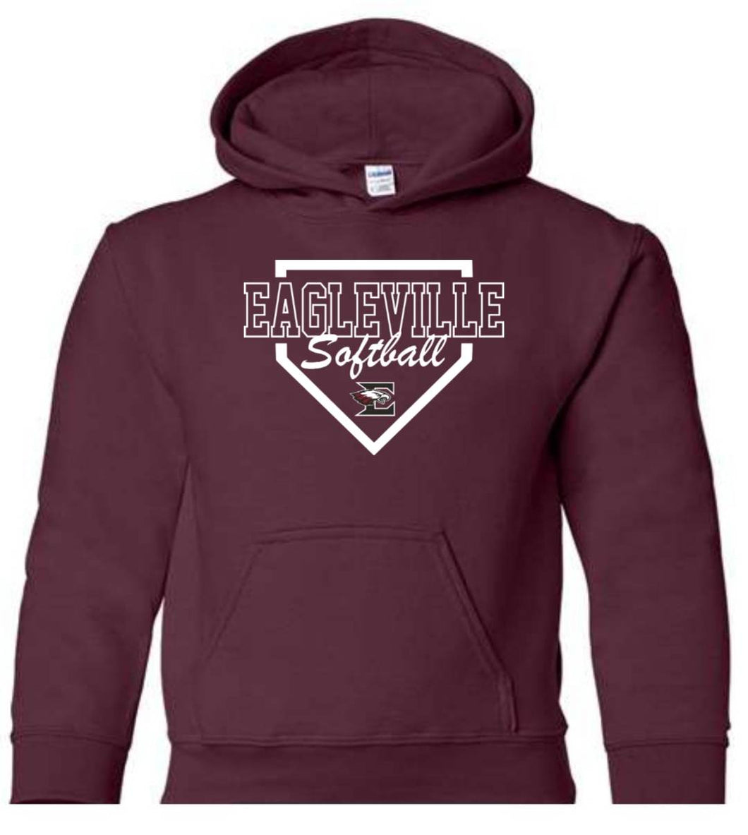 Youth Hoodie with Eagleville Softball Diamond logo