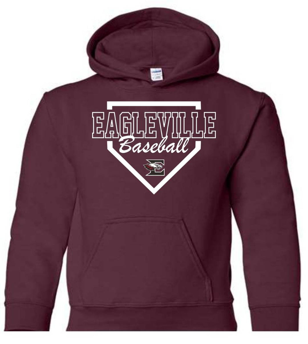 Gildan - Youth Hoodie with Eagleville Baseball Diamond logo