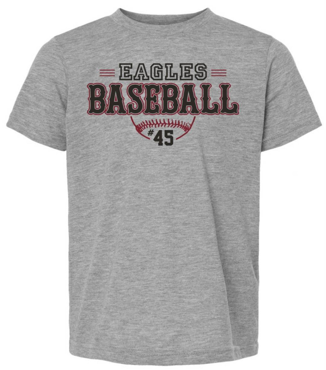 Tultex - Youth tee with sublimated Eagleville Baseball logo & customizable player number